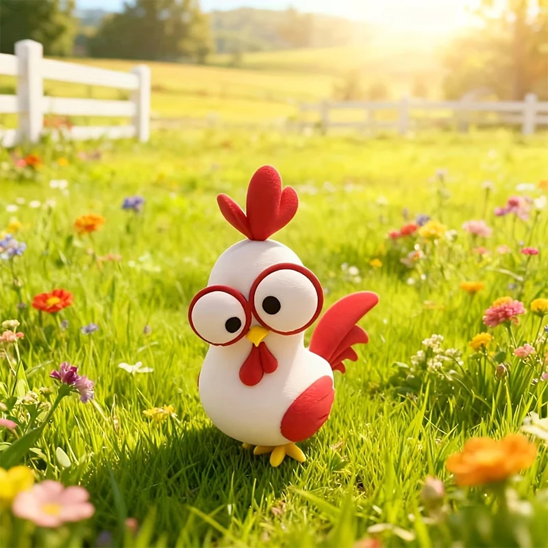 Hot Sale Cute Stupid Chicken Statue With Wise Eyes Home Desk Ornament Farm Animal Shelf Decor Party Gift Spring Table Centerpiec