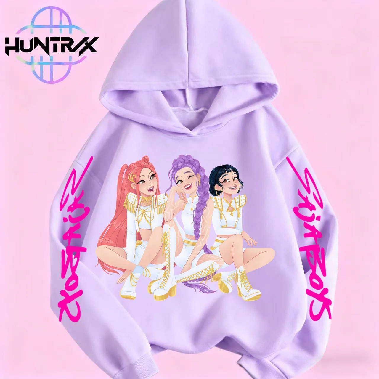 

Rumi милый KPop охотник на демонов мультфильм для девочек толстовка с капюшоном теплая детская волнистая мода повседневные топы повседневная черная розовая одежда