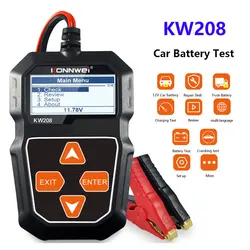 KONNWEI KW208 12V Cars Battery Tester Motorcycle 100-2000CCA Cranking Charging Circut Tester Battery Analyzer Lead Acid Battery