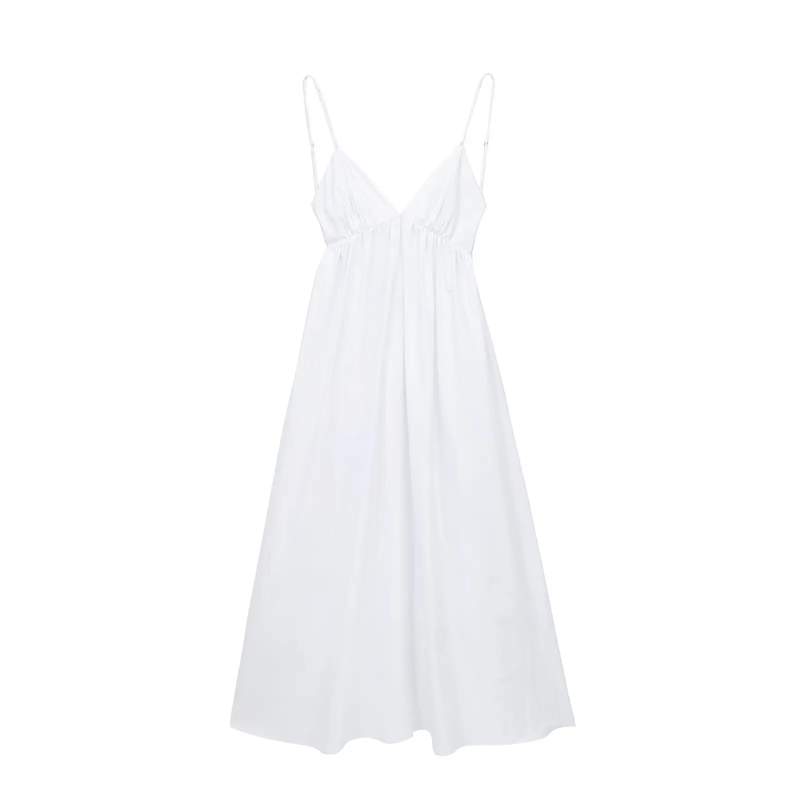 

BM&MD&ZA Womens Elegant Low - cut Neck Sleeveless Spaghetti Strap Midi Dress with Sexy Open Back Design