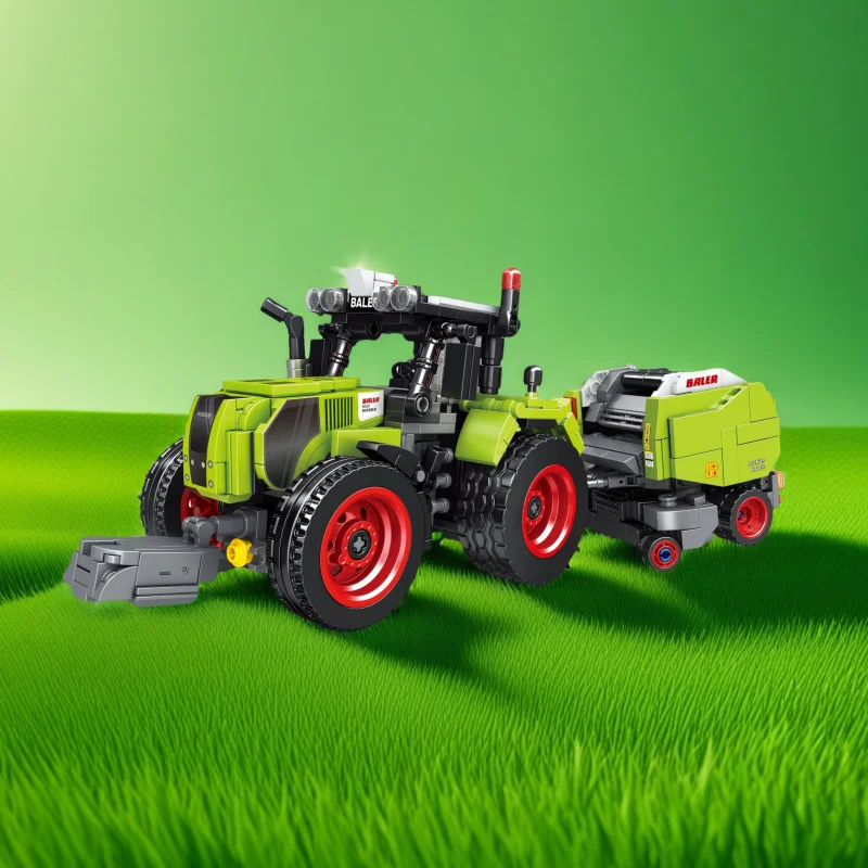 

Набор строительных блоков Green Straw Bundling Tractor, подходит для детей от 14 лет, коллекционная собранная модель, украшение для дома и подарок.