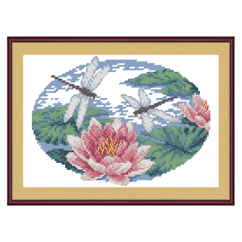 The cross-stitch set 28CT, 18CT, 14CT and 11CT can be selected as printed fabric handcrafted material packs saga dragonflies and