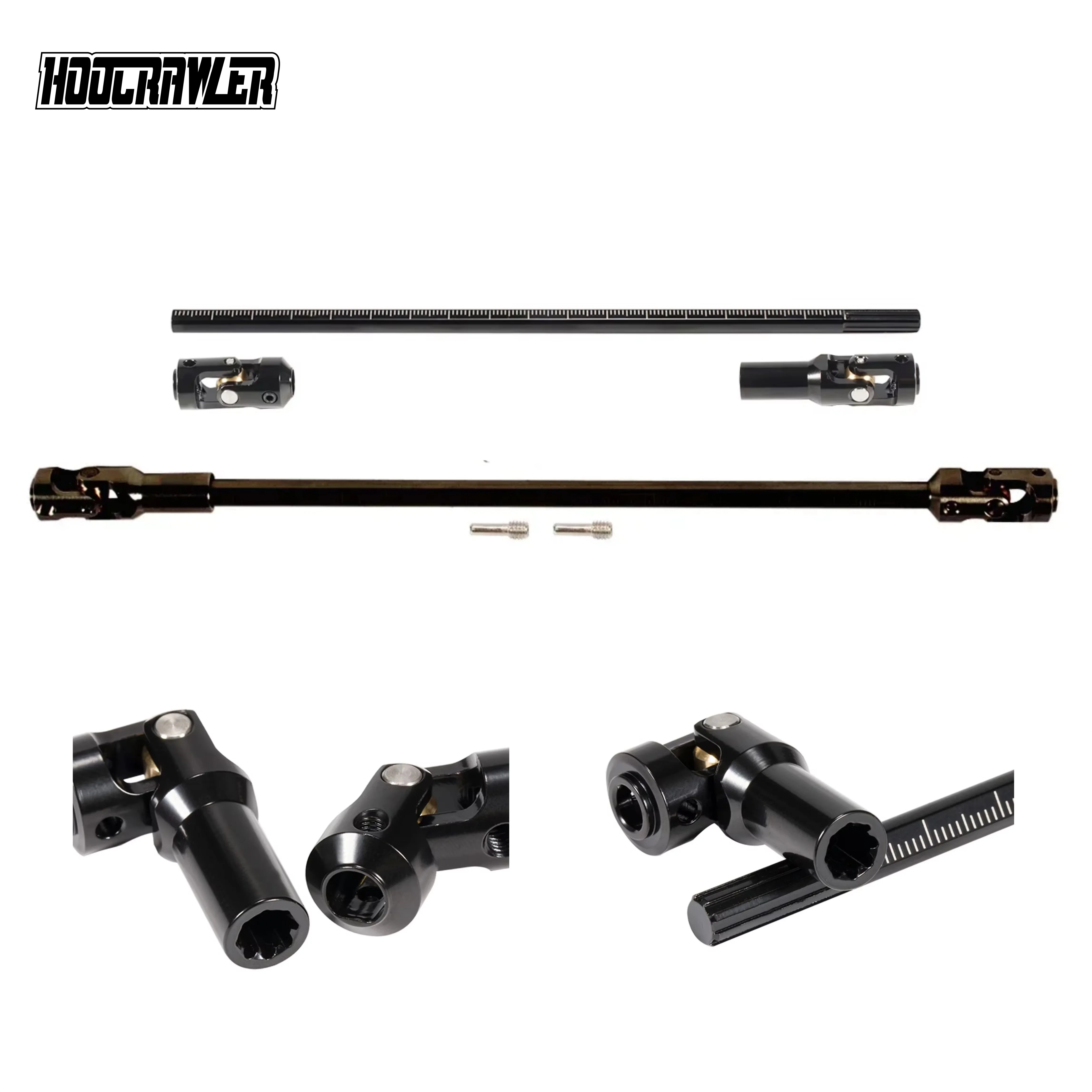 HooCrawler Stainless Steel Driveshaft Cut to Length 68-229mm for 1/10 RC Crawler LCG Chassis TRX4 Capra SCX10 Pro Element DIY