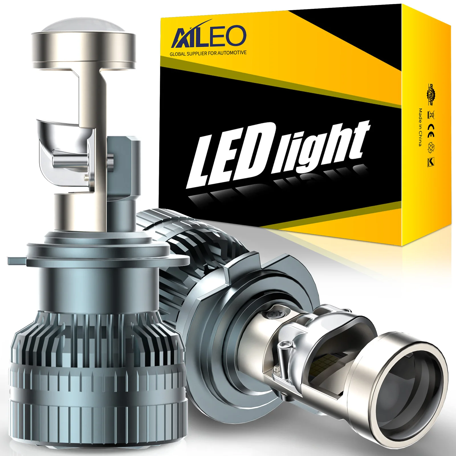 

AILEO 2Pcs H7 Led Headlight Bulbs 100000LM With Mini Projector Lens Canbus For Car Motorcycle 6000K White Lamps High/Low Beam