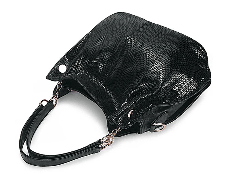 Tassel Classic Serpentine Shoulder Bags For Women Shiny Leather Large Capacity Genuine Leather Tote Handbags