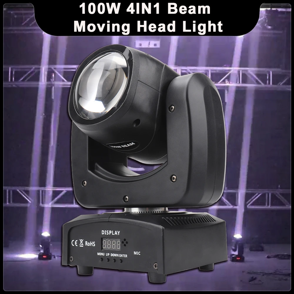 

YUER 100 Вт светодиодный RGBW 4IN1 луч с подвижной головкой DMX512 для DJ, дискотеки, вечеринки, свадьбы, бара, сценического освещения, эффектов