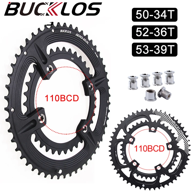 BUCKLOS 110 BCD Chainring for R7000 R8000 R9000 Road Bike Chainring 50-34T 52-36T 53-39T Double Speed 110BCD Chainwheel 4/5 Bolt