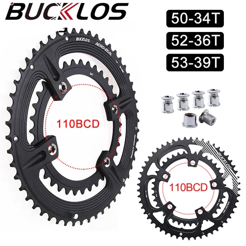 Plato BUCKLOS 110 BCD para R7000 R8000 R9000 plato de bicicleta de carretera 50-34T 52-36T 53-39T rueda de cadena 110BCD de doble velocidad 4/5 pernos
