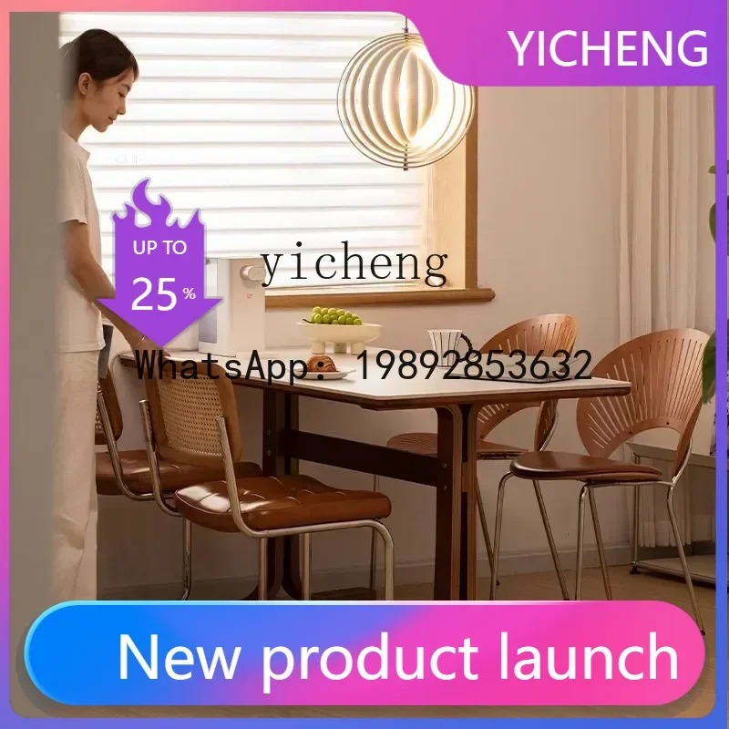 

X4 solid wood rock slab dining table retro home medieval table rectangular and chair combination dining table home decor