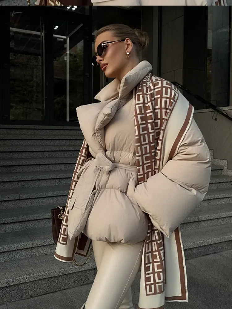 Mulheres engrossar lapela algodão estofamento jaquetas elegante rendas até manga longa casaco feminino 2025 inverno diário feminino high street outwears