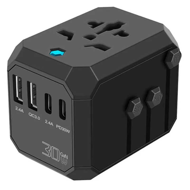 

5pcs Bestseller Universal Travel Adapter US EU AU UK Plug All-in-one with 2 USB C PD30W Charger Worldwide Travel Plug Adapter