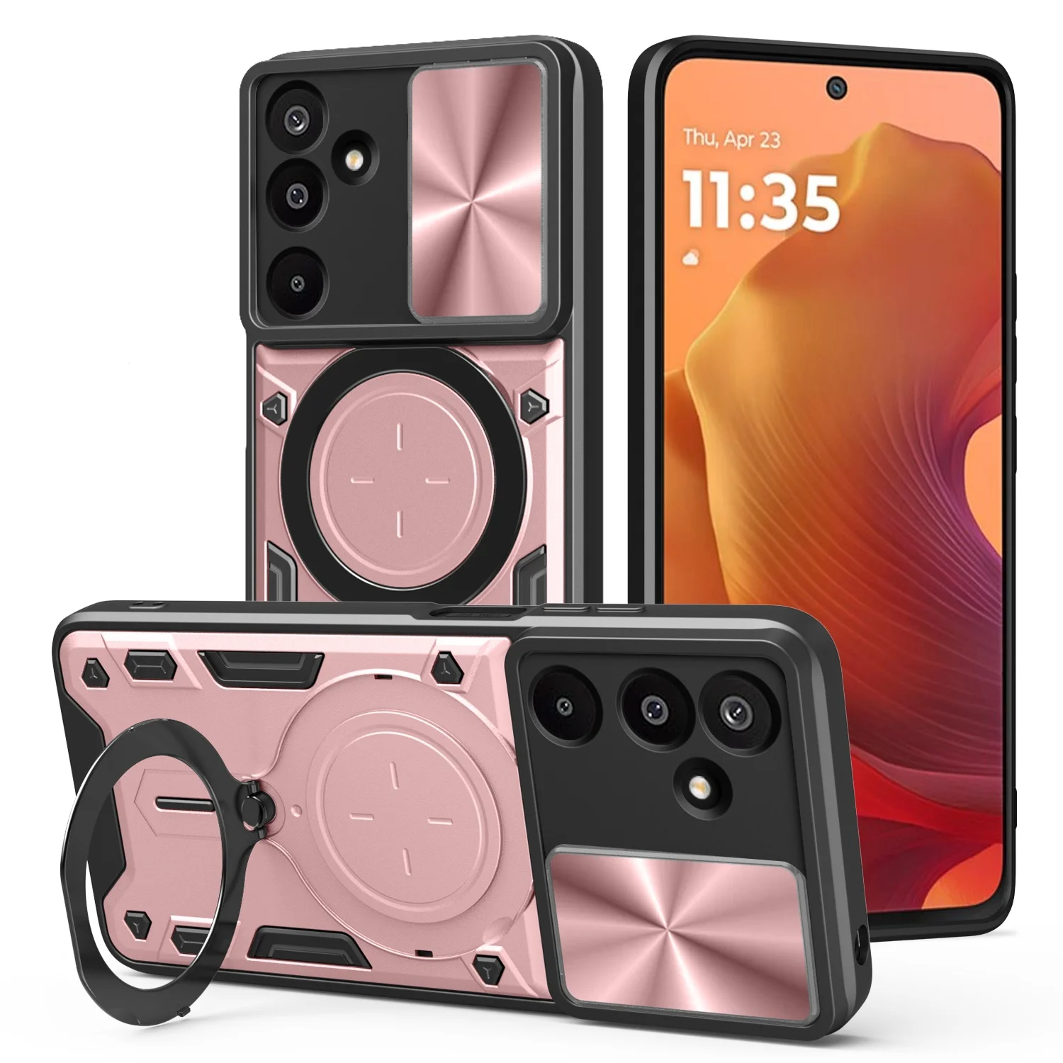 For Samsung Galaxy A55 5G Phone Case Sansung A55 Heavy Duty Rugged Armor Magnetic Bracket CaseSlide Camera Protection Cover