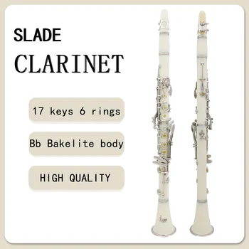 SLADE 클라리넷 Bb 17 키, 6 링, 블랙윈드 화이트 클라리넷, 휴대용 클라리넷, 전문 목관 악기