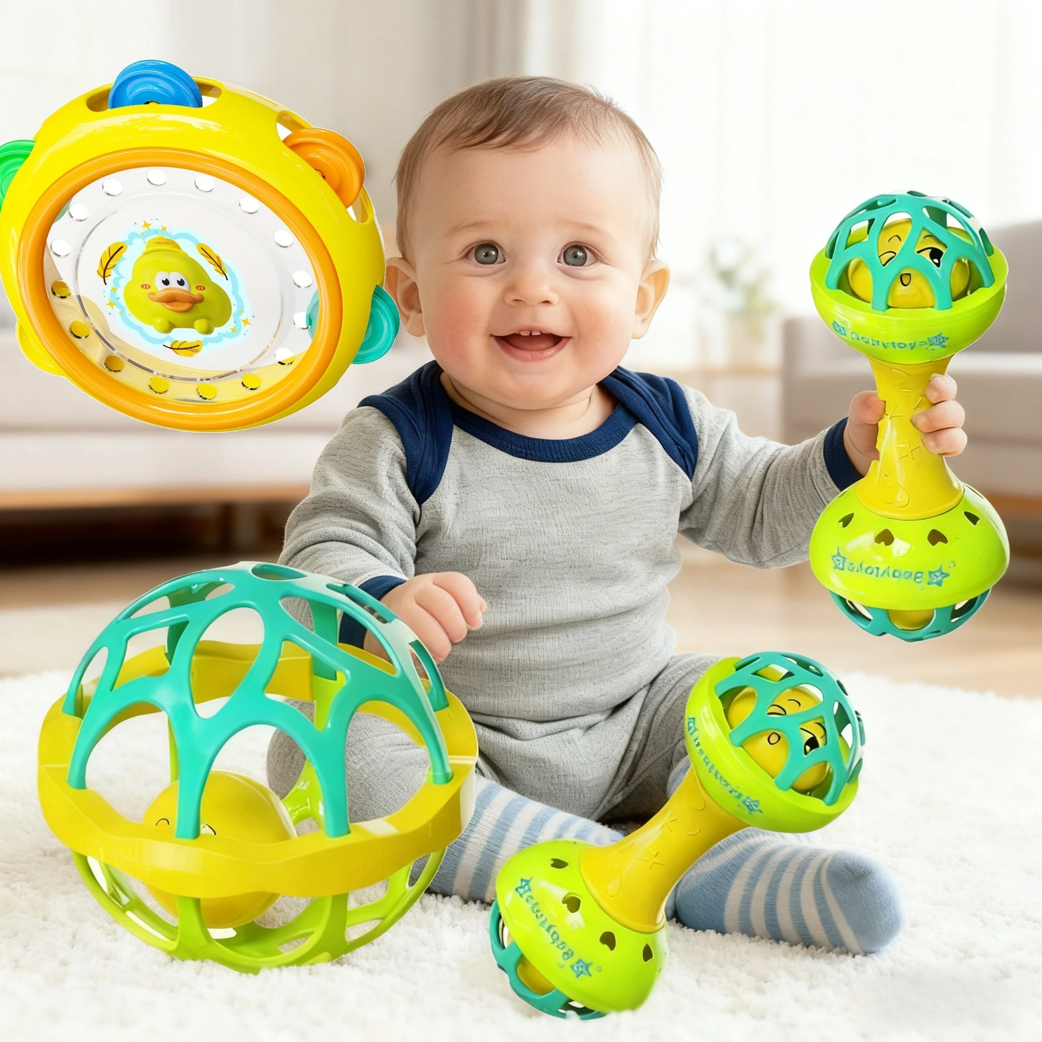 3/1 قطعة خشخيشات الطفل 0 12 شهرا ألعاب تعليمية للأطفال شاكر انتزاع تدور مجموعة تعليمية حسية هدية للأطفال الرضع صبي الفتيات الوليد