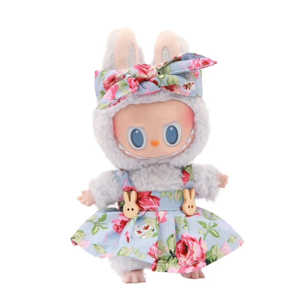 

Комплект одежды для кукол Kawaii Labubu — юбка на бретелях и повязка на голову, подходит для кукол 15–17 см, подарочный набор из 2 предметов