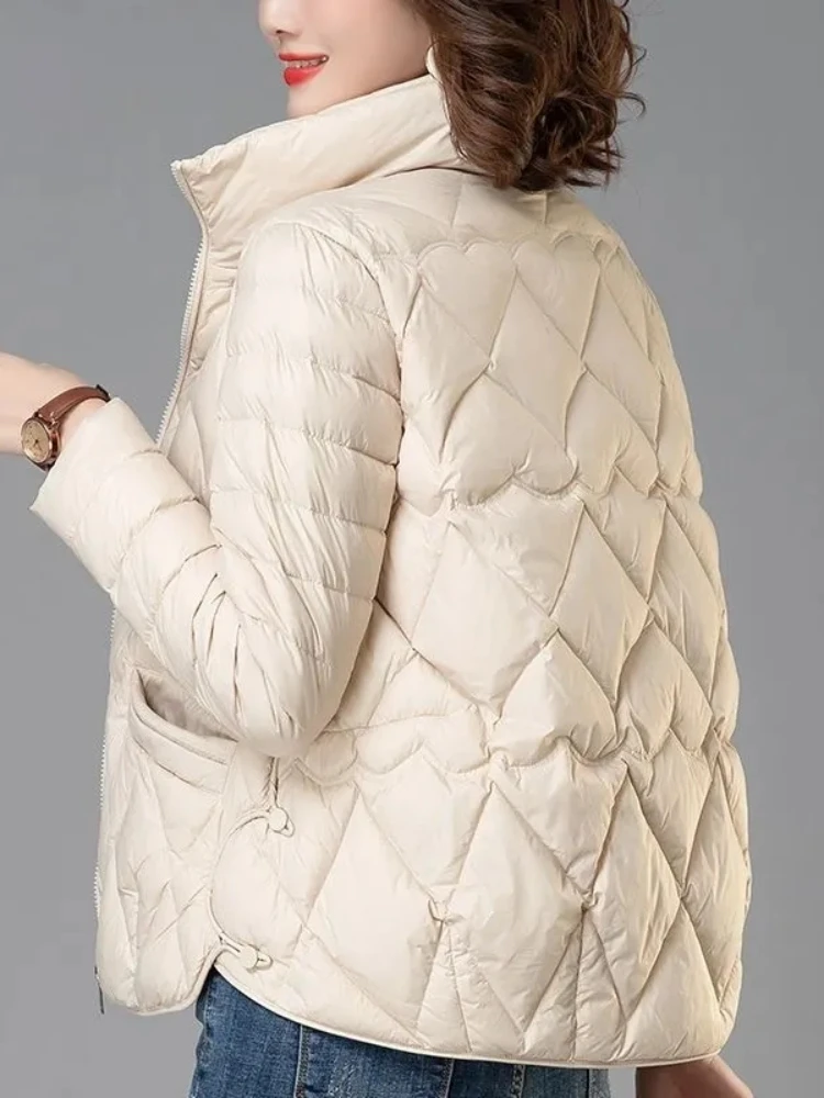 Chaqueta ligera de plumón de algodón para mujer, abrigos cortos, ropa de Madre de mediana edad, prendas exteriores, Otoño, 2024