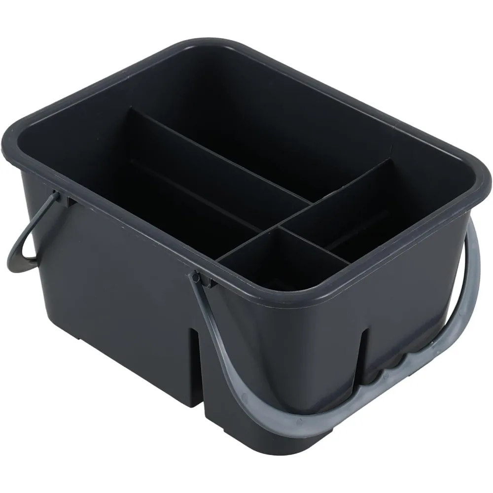 علبة تنظيف بلاستيكية لجميع الأغراض، علبة دش بمقبض، رمادي