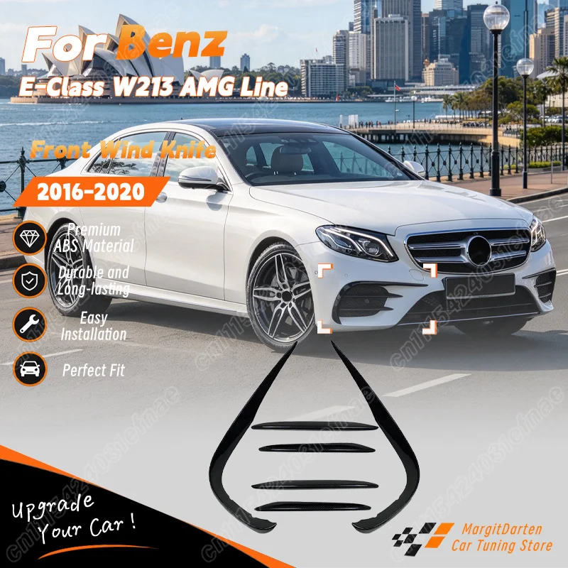 For Mercedes-Benz E-Class W213 AMG Line 2016 2017 2018 2019 2020 Car Front Wind Knife Sport Bumper Air Vent Trim Body Mod Kit