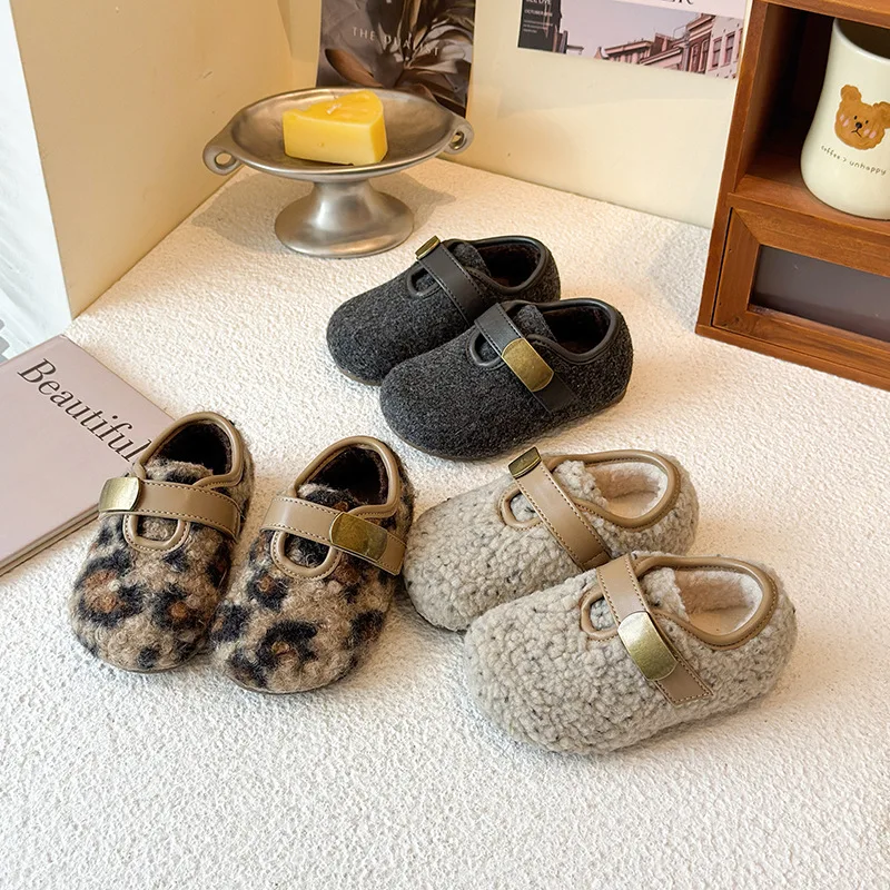 Children Shoes for Winter 2026 Soft Soled Baby Shoes Indoor Plush and Thick Furry Shoes for Kids Non-slip Boys Girls Shoes