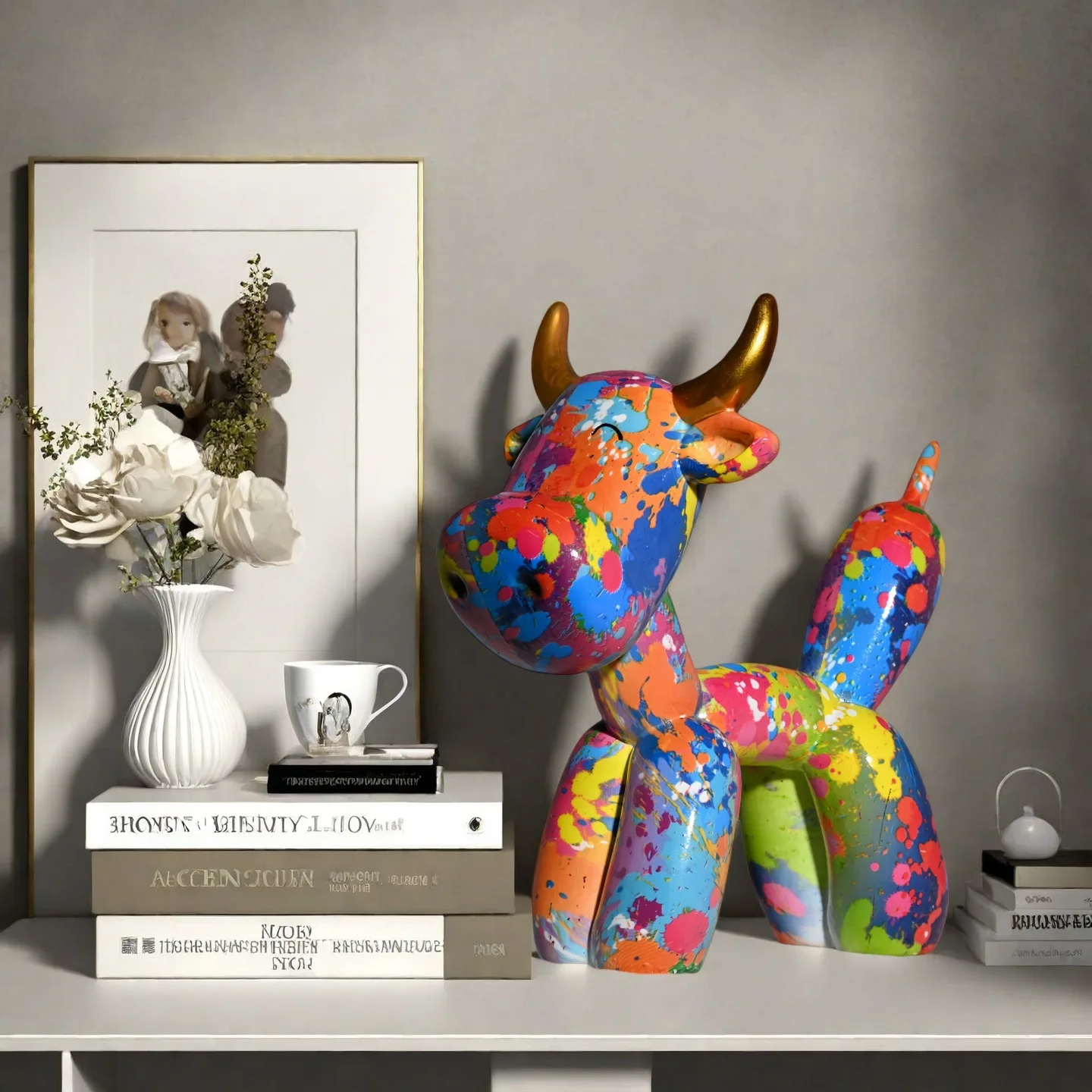 A cute and colorful balloon cow desk ornament, novel and vibrant.Giving gifts to friends, giving gifts to best friends