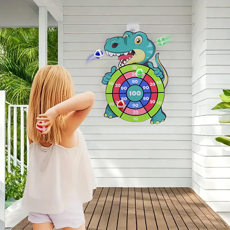 Conjunto de bola de alvo pegajosa infantil com tema de dinossauro, brinquedo de dardo interativo pai-filho, pode exercitar capacidade de coordenação olho-mão