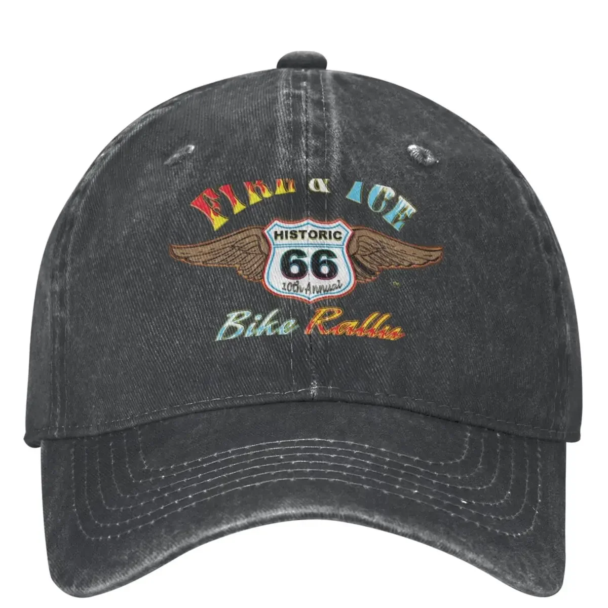 

And Ice Historic 66 Bike Rally Washed Baseball Cap Streetwear Hip Hop Hats Spring Men Adult Running Hippie Snapback Cap