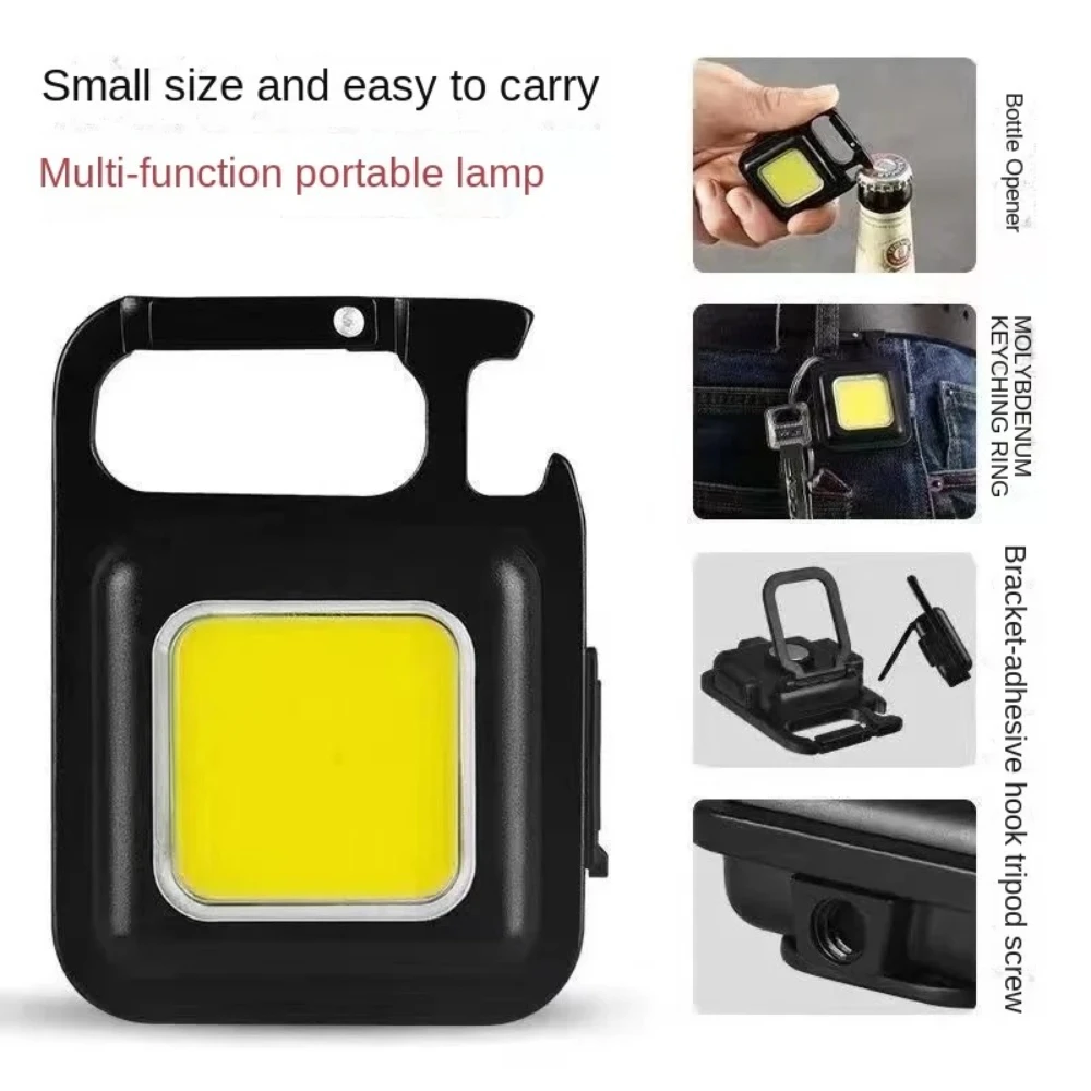 Super Bright Mini COB Keychain Portable light Flashlight Charging Lamp Camping Lights with Magnet 4 Lighting Modes Forwork Light