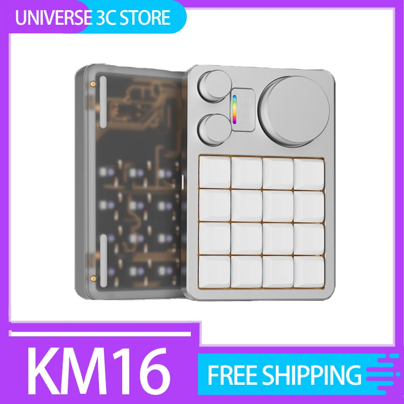 Mmd Km16 Mechanical Mini Keyboard Wired With Knob Gasket Hot-Swap Aluminum Alloy Ergonomics Customized Accessories For Desktop