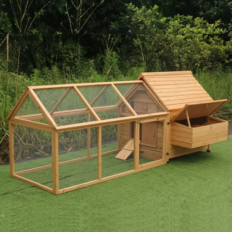 Large Outdoor Wooden Chicken Coop with Metal Door Opener Hen House for Small Animals Like Ducks Rabbits Chickens Cage