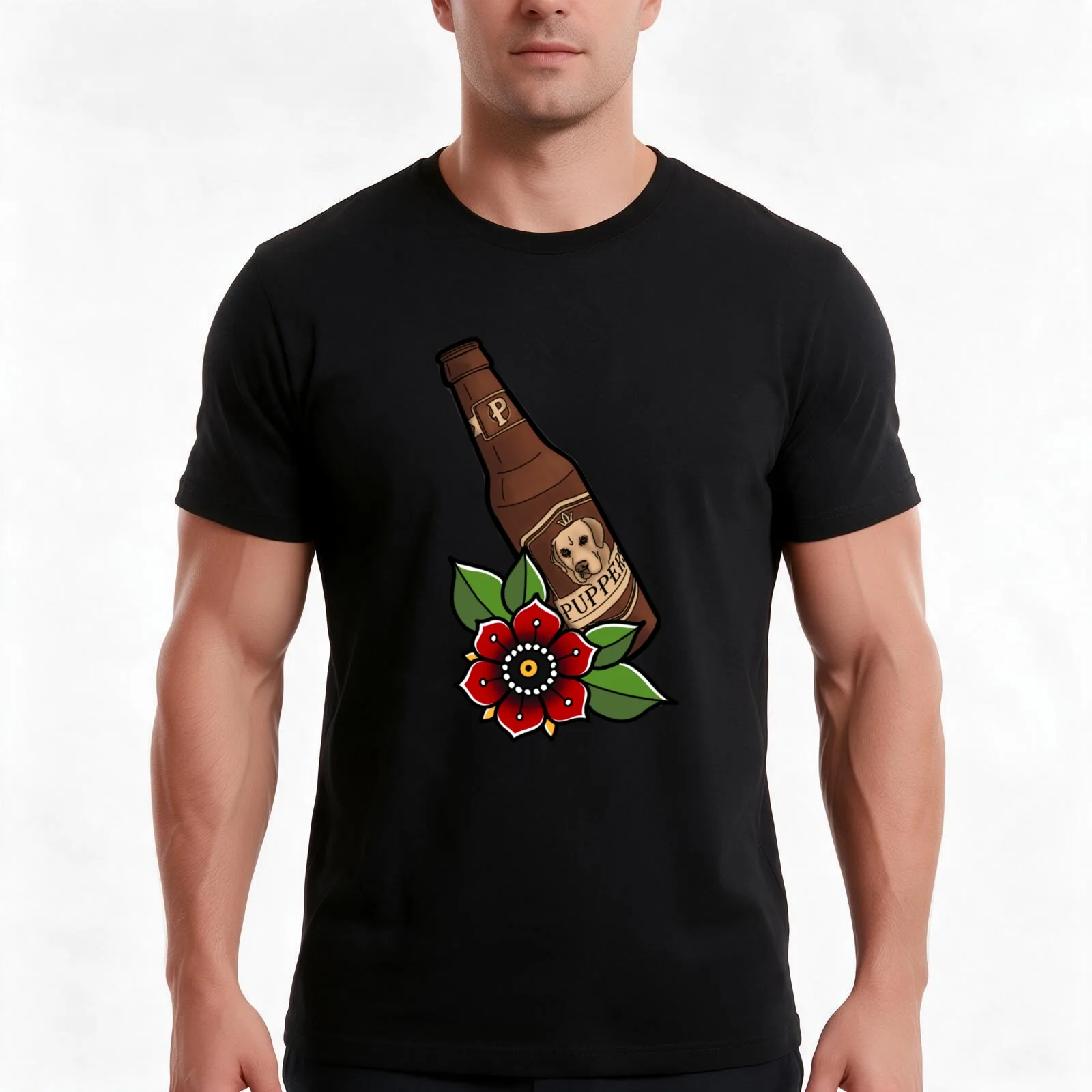 Puppers T-Shirt Summer Casual Cotton Tee Oversized Streetwear Tops Vintage Graphic Print Loose Fit Short Sleeve 100% Cotton