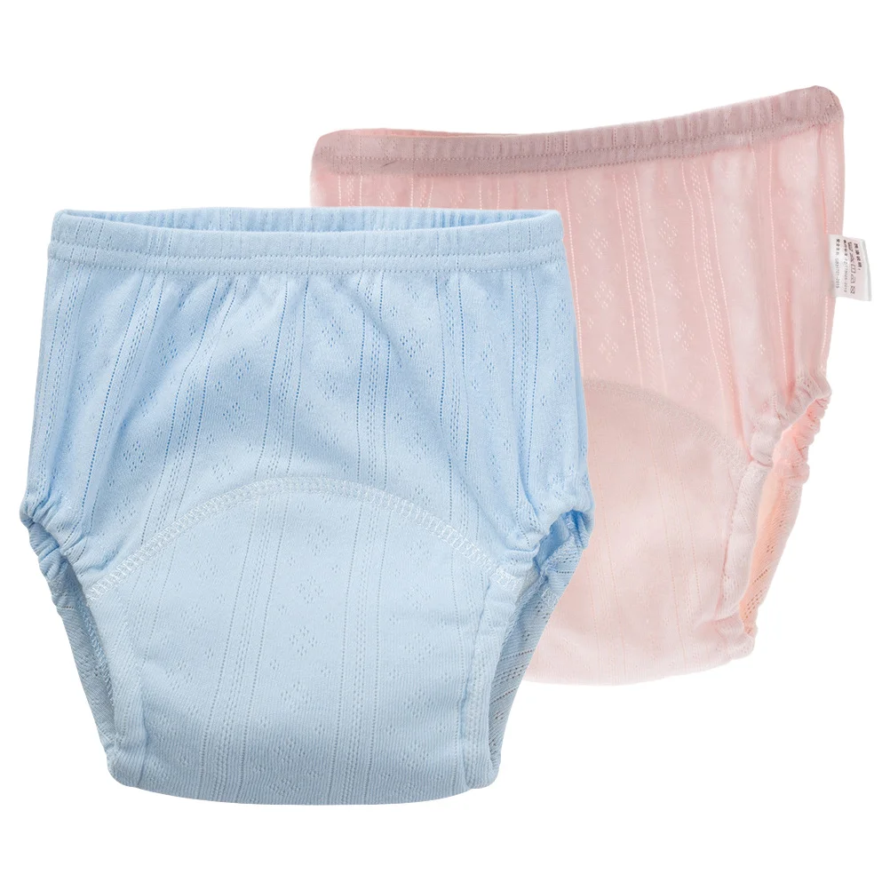 قطعتان من سراويل حفاضات الأطفال القطنية القابلة للغسل، قابلة لإعادة الاستخدام، حفاضات من القماش قابلة للتنفس، سراويل تدريب مريحة وناعمة مختلطة #1