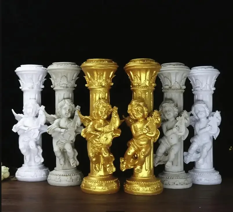 

Angel Roman Column Candlestick Resin Ornaments A Pair Desktop Decorative Crafts Pillar Two-piece Sculpture Furnishings Figurines