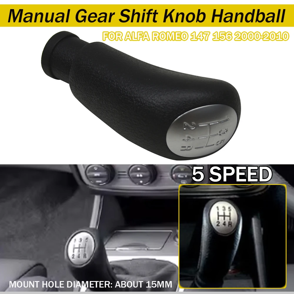 High Quality For Alfa Romeo 147 156 Gear Shift Knob Lever Stick Shifter Handball 2000 2001 2002 2003 2004-2010