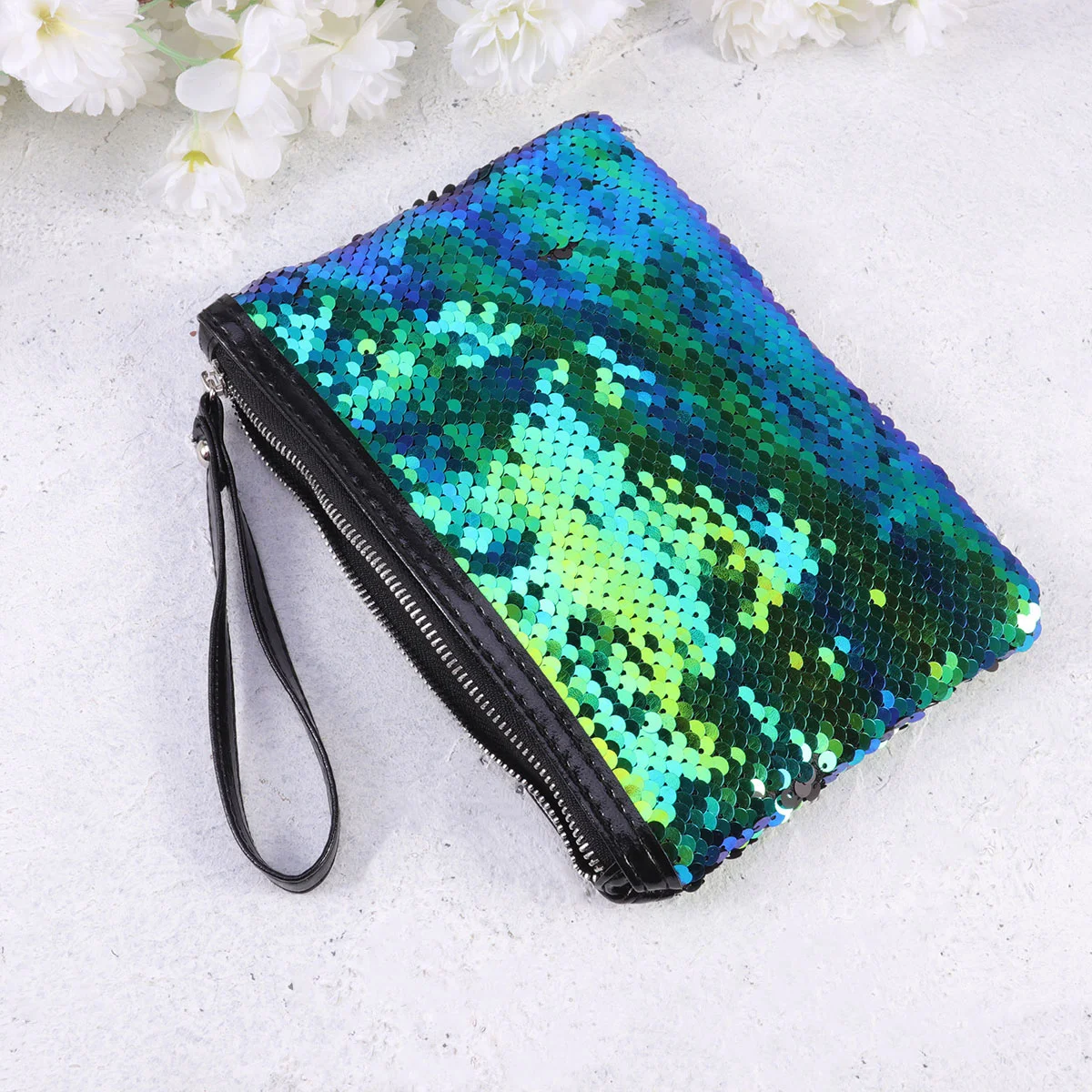 Kulturbeutel Paillette Handtasche Mode Make-up Change Pailletten Bunt
