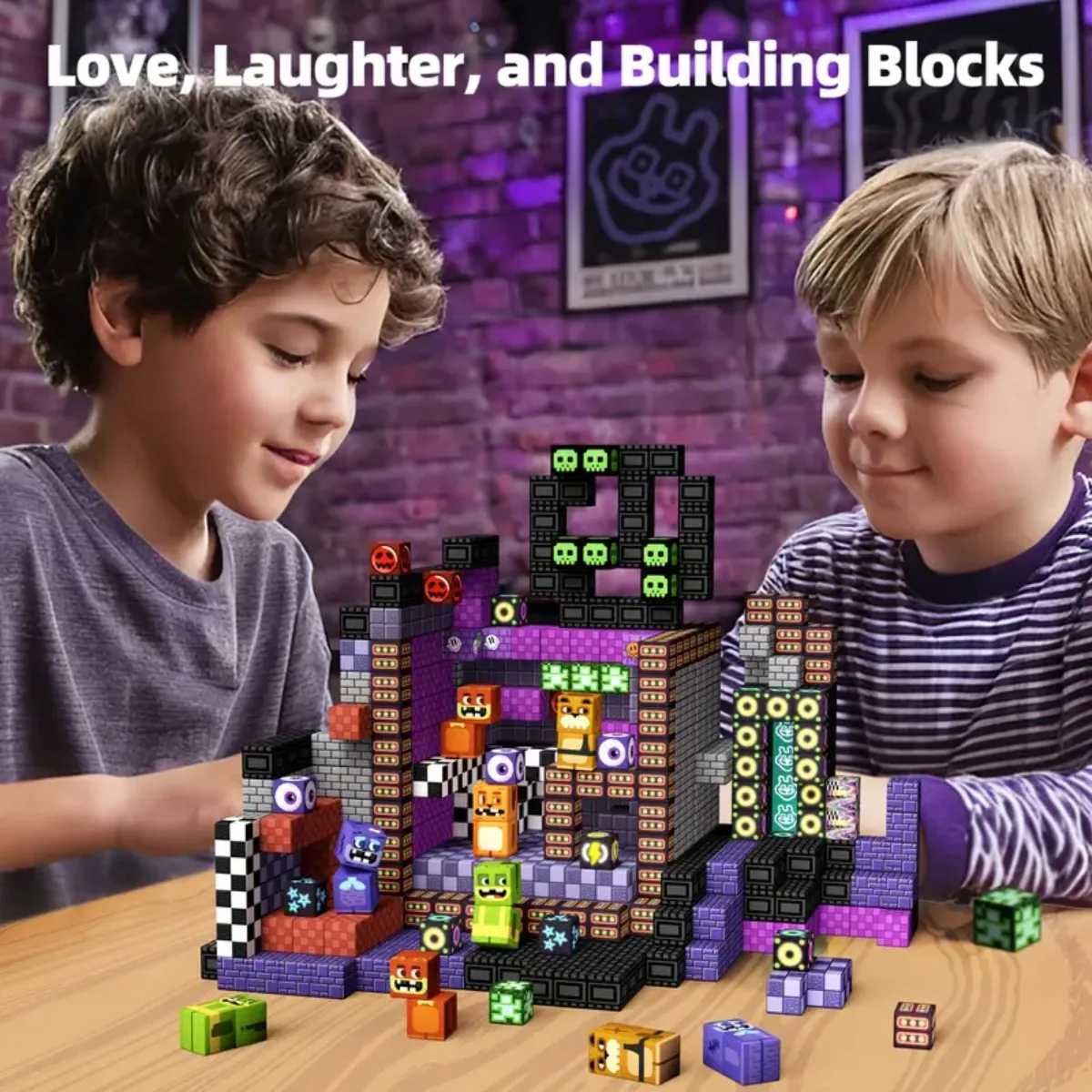 جديد اللبنات المغناطيسية المغناطيس مكعب بكسل نمط لعبة الطوب صندوق تخزين غطاء يمكن أن تحمل أرقام الجذعية اللعب صبي فتاة الأطفال هدية
