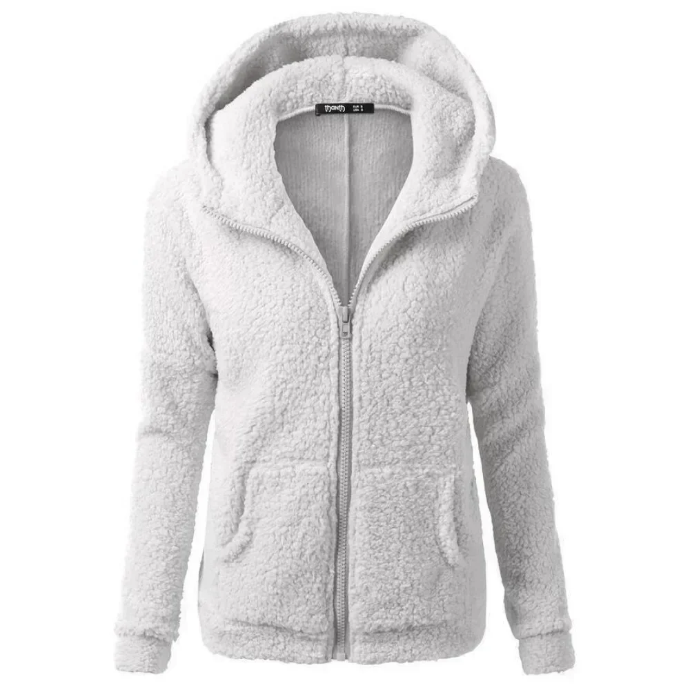 Women Stretchy Soft Long Sleeve Hooded Fleece Jacket Zipper Jumper Overcoat Fashion Tops（S-3XL）