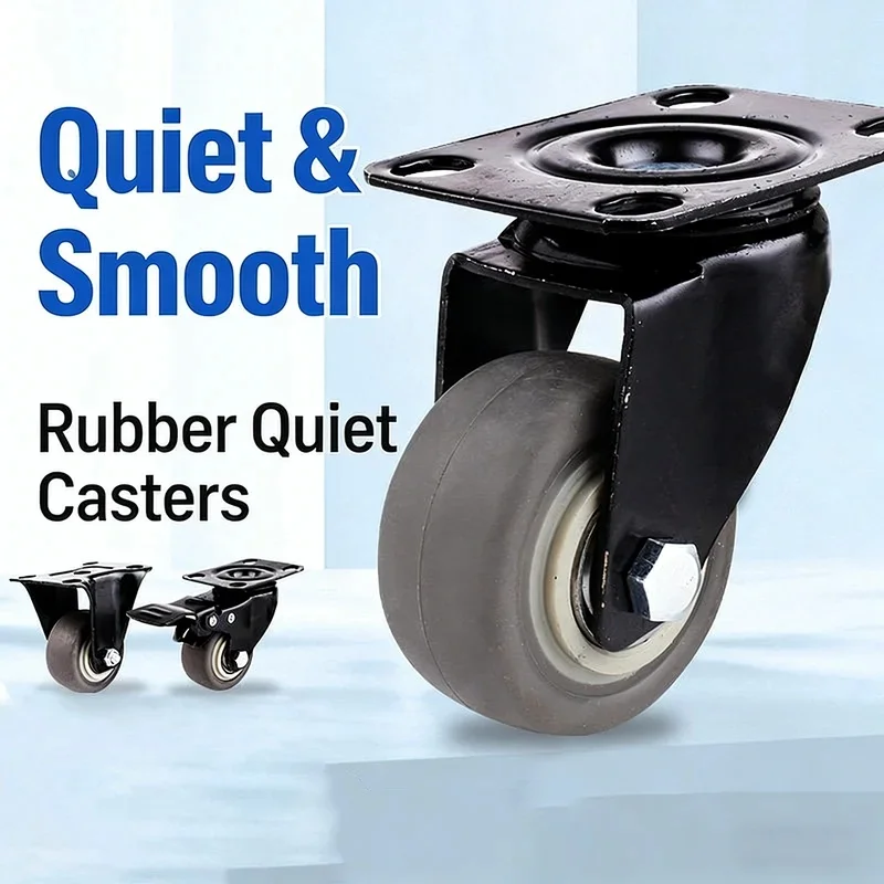 1-2PCS Rubber Silent Casters 1.5/2 Inch Silent Swivel Casters Brake Casters Furniture Casters Trolley Wheels