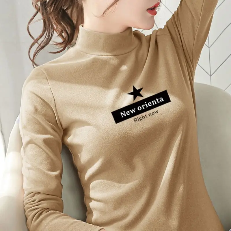 

2023 Autumn Winter New Unisex Thermal Bottoming Shirt Women Half Turtleneck Slim Fit Inner Wear T-shirt Fashion Casual Top