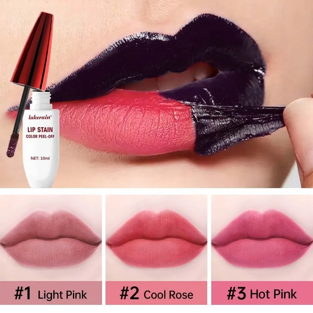 2pcs 3 Colors Long Lasting Peel-off Lip Gloss Makeup Lipsticks Matte Lip Stain 10ML Silky Lip Tint Cosmetics Daily