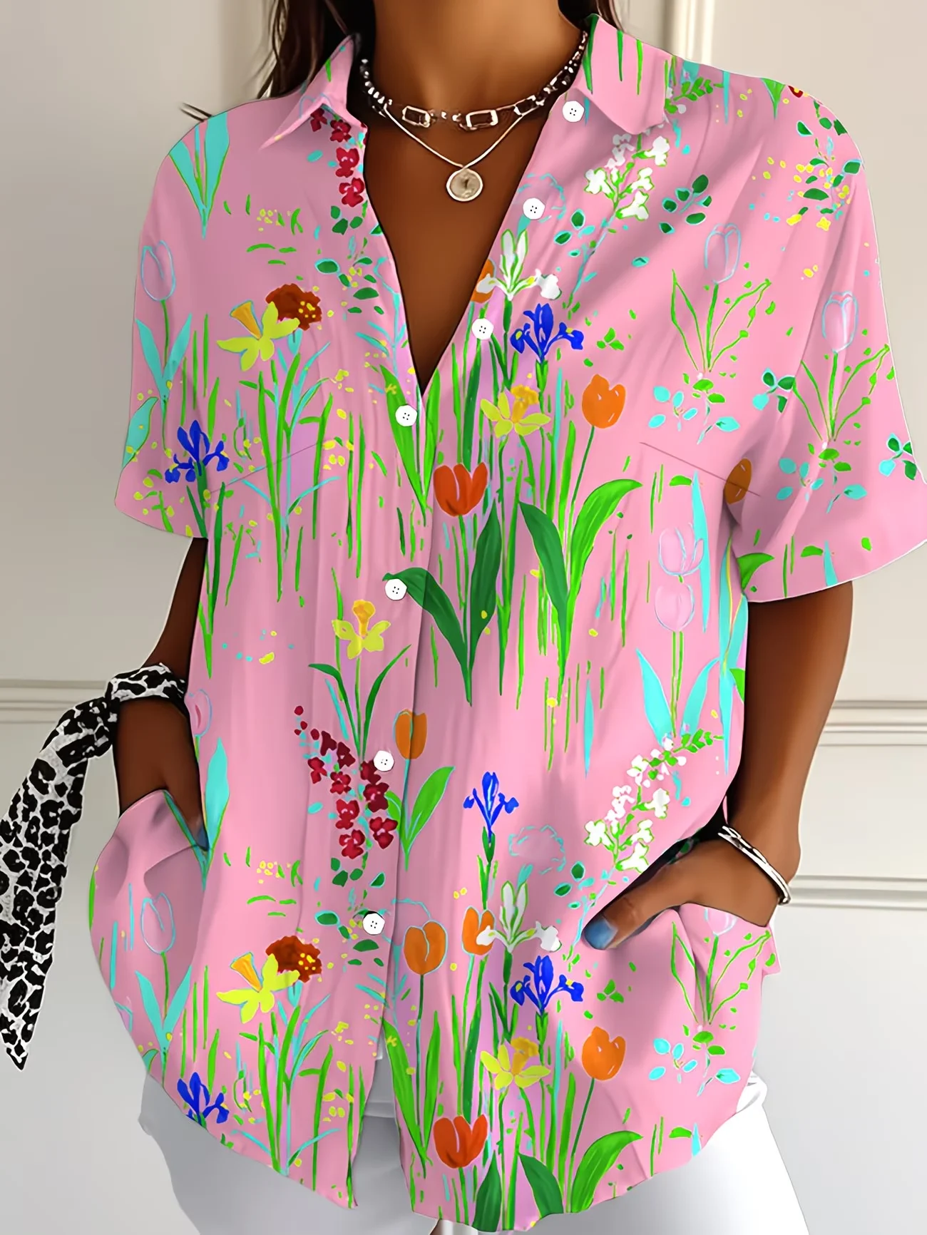Chemise boutonnée à manches co - Romper Floral Print avis et prix