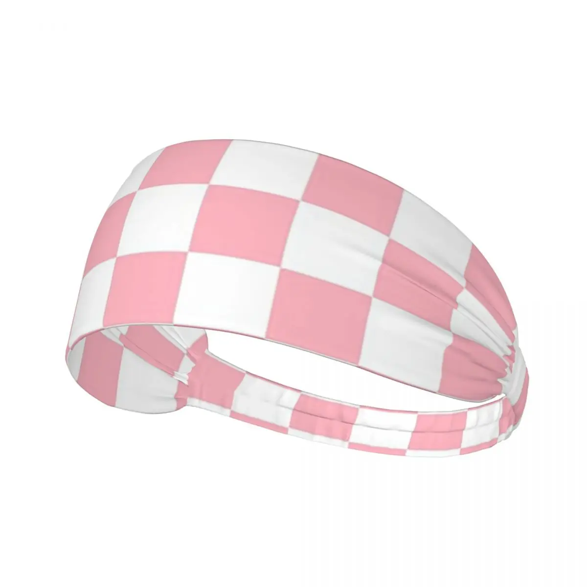 

Custom Pink White Checkerboard Pattern Sweatband for Men Women Quick Drying Sports Sweatband Gym Yoga Running