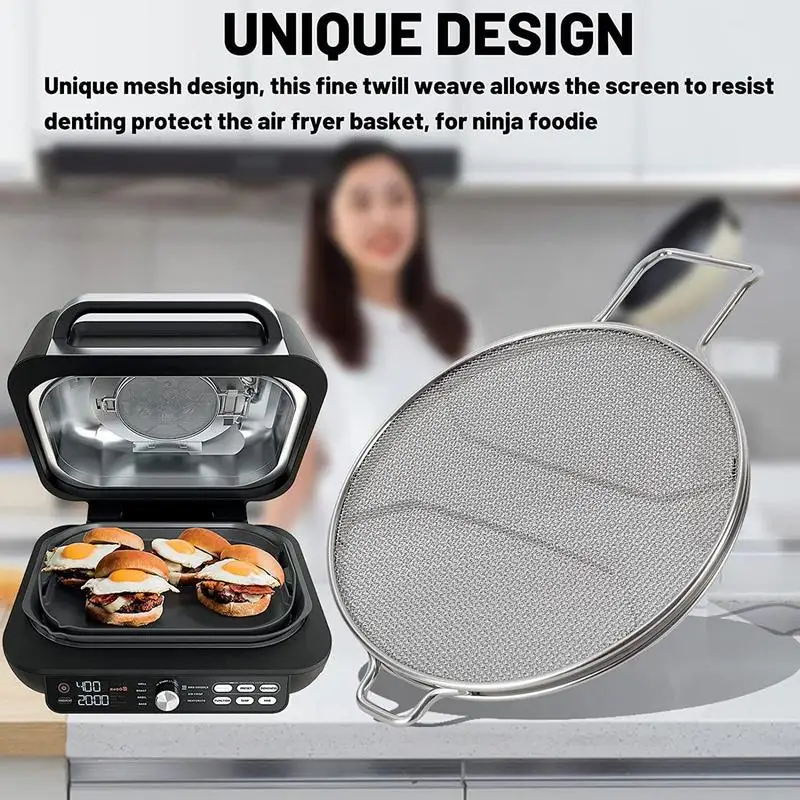 Splatter Shield Stainless Steel Fine Mesh Splatter Screen Double-layer Splash Screen Air Fryer Accessories Splatter Guards for F