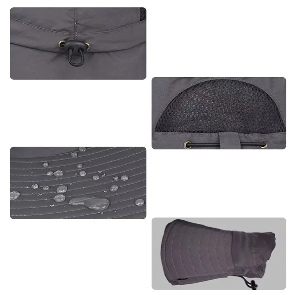 Foldable Neckline Mask Man Sun Hat Face Mask Mesh Sun-cream Bucket Hat Removable Garden Work Hat Outdoor Fishing Cap Climbing