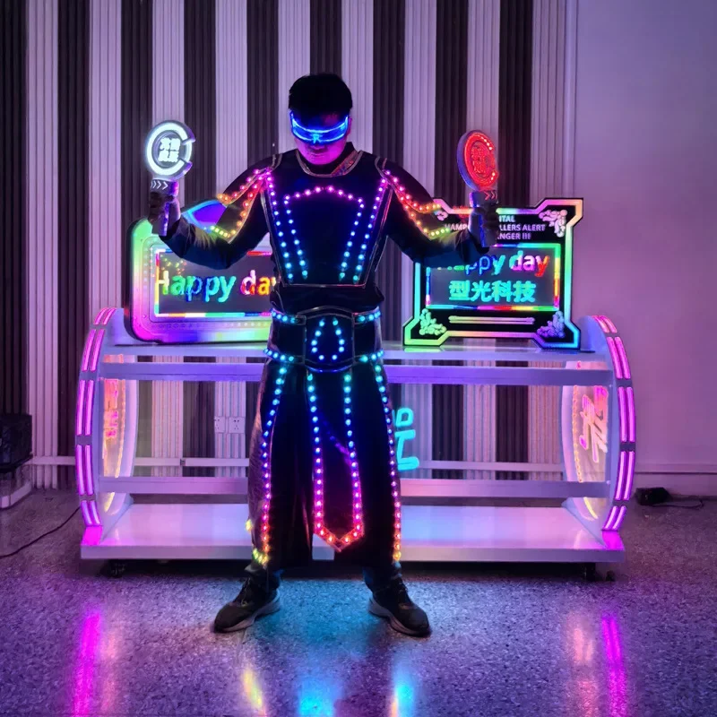 Nightclub LED Luminous Costume Men General Cosplay Atmosphere Props DJ Stage Performance Wear Halloween Carnival Show Outfit