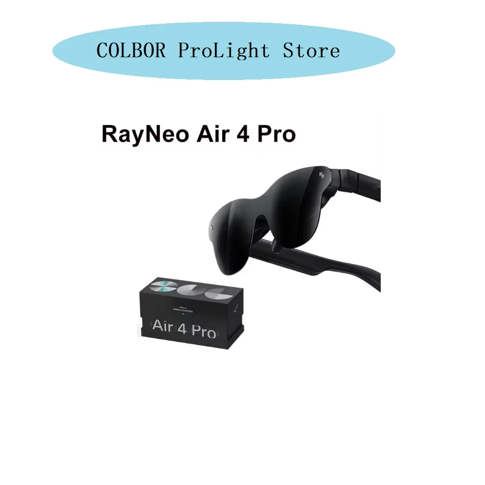 Rayneo Air 4 Pro Smart AR Glasses 3G Voice Control IPX-5 Waterproof 4k Video Capture Head-Mounted XR Support DP Agreement Black