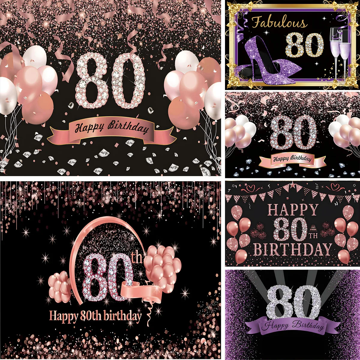 Happy 80th Birthday Background Golden Crown uomo donna 80 anni festa di compleanno foto personalizzata sfondo Photocall puntelli Banner