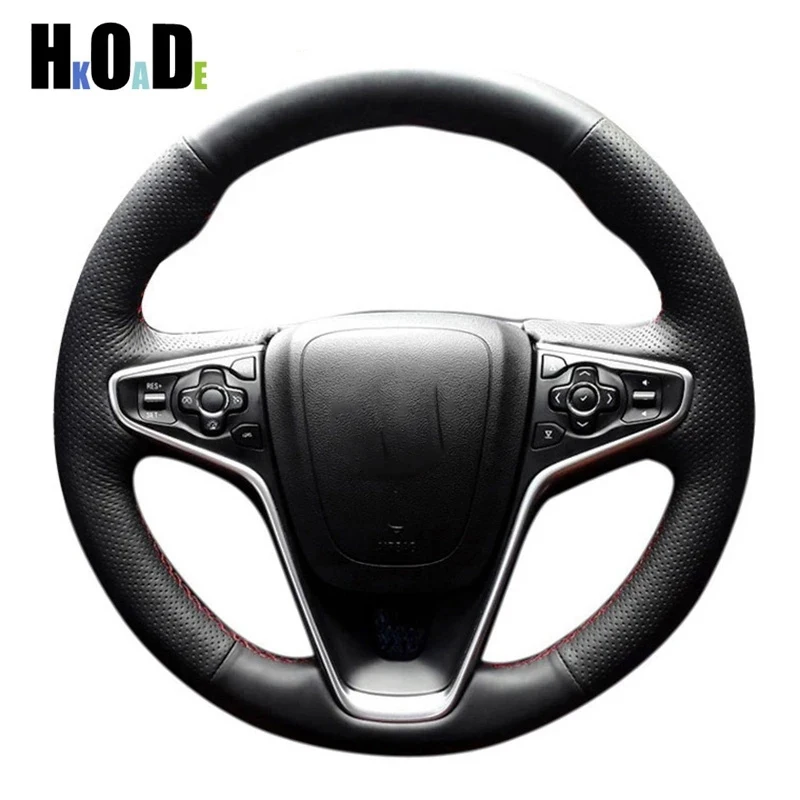 Artificial Leather Steering Wheel Cover DIY Black Hand-sewing Car Steering Wheel Covers for Opel Insignia 2014 2015 Buick Regal