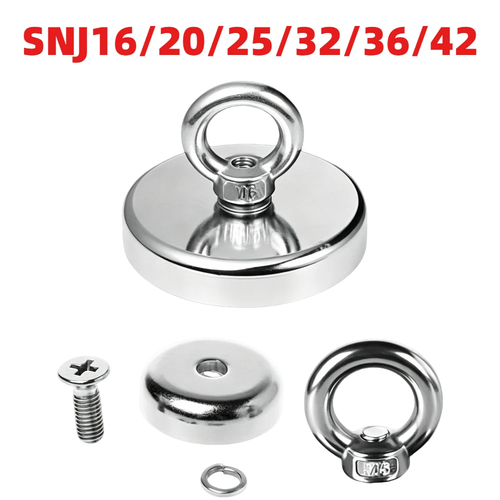 SNJ16-42 Through Hole Magnetic Hooks, Multipurpose Magnetic Hooks for Underwater Retrieval, River Metal Recovery, Fishing Gear
