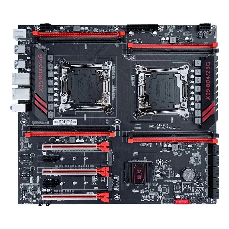 X99 dual CPU motherboard LGA 2011-3 supports  E5 V3 V4 CPU DDR4 memory eight channels Dual 2.5G network card X99-8D4