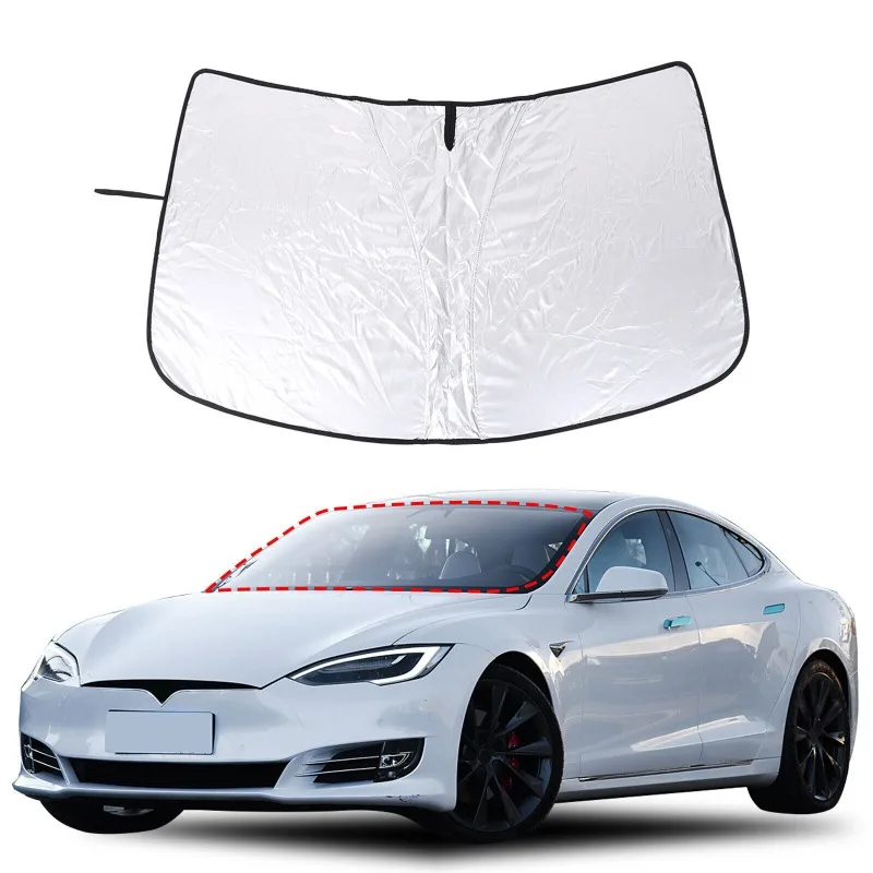 

For Tesla Model S 2017-2025 Silver Tape Car Visor Sunscreen Window Sun Shade Blocks Parasol Interior Accessories